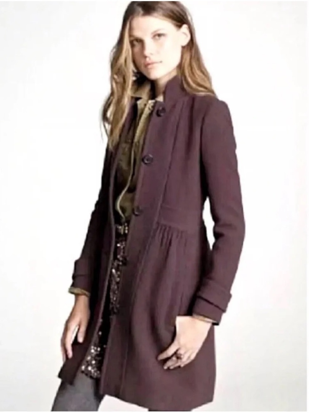 J.Crew Coletta Italian Double Cloth Wool Coat Size Tall 10 Purple NWT